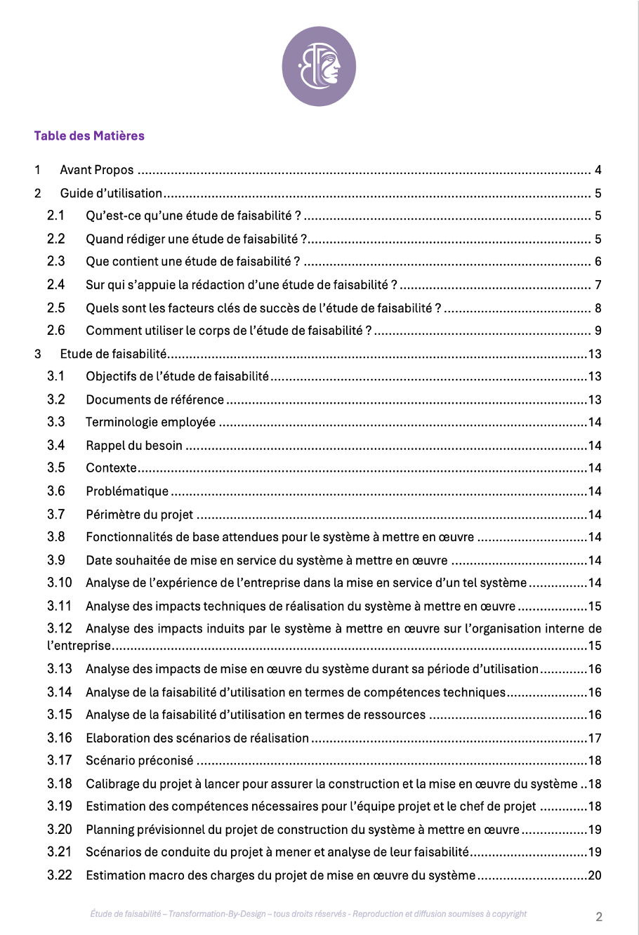 sommaire étude de faisabilité